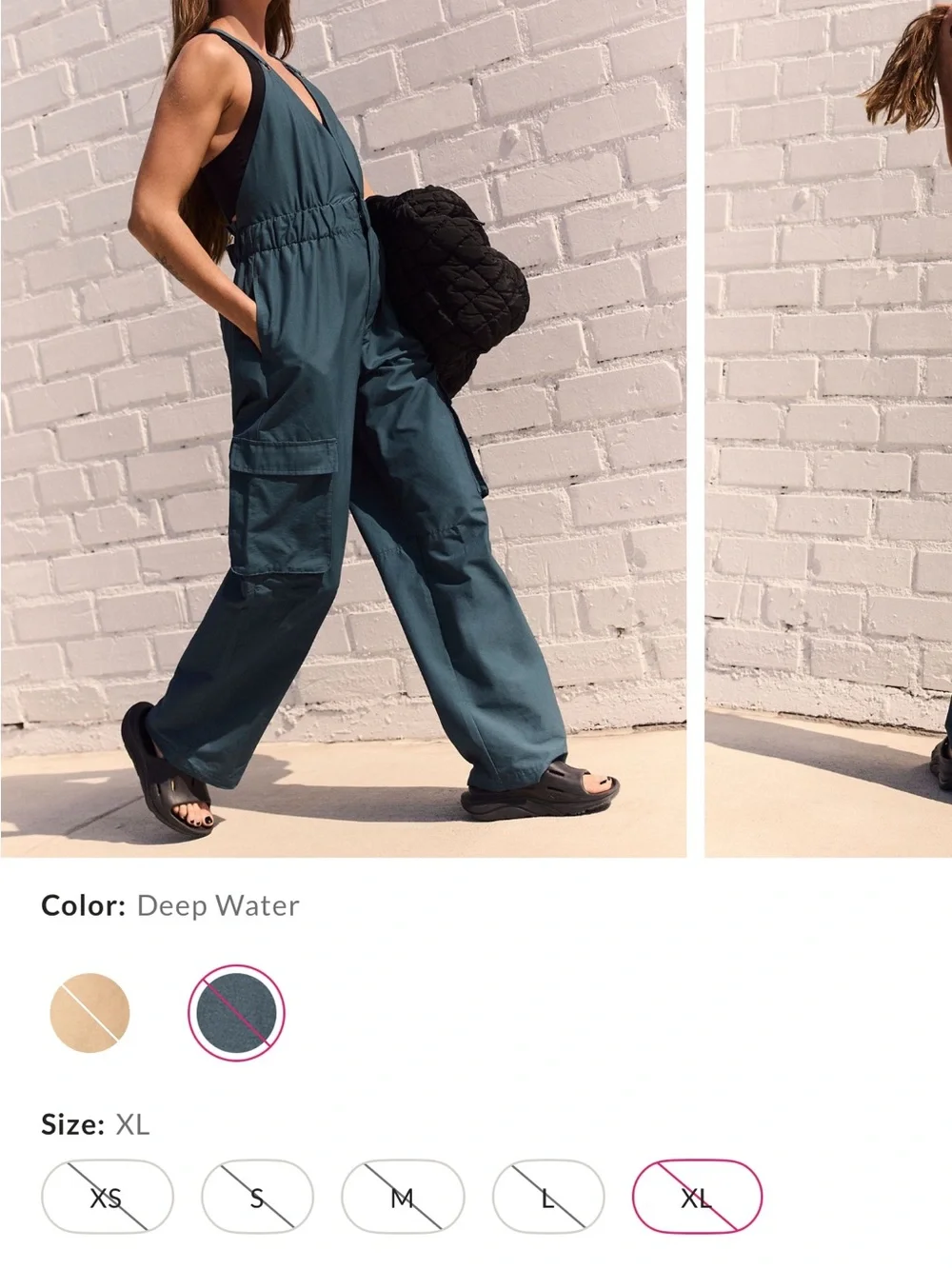 Free People Dark Teal Strappy Utility Jumpsuit